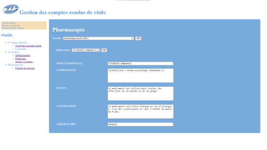 La page Pharmacopée du projet GCR